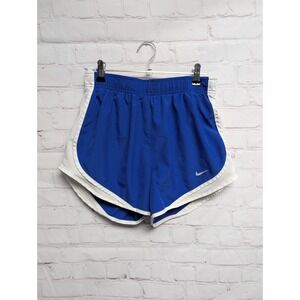 Nike Dri Fit Running Shorts Womens M Activewear Lined Pocket Blue White Mesh EUC